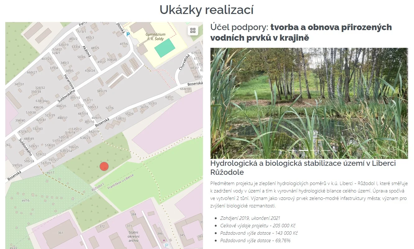 Podrobnější ukázka vybraných projektů